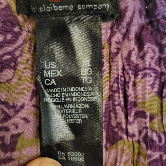 Acxess by Liz Claiborne Bohemian Print Purple Short Sleeve Blouse, Sz XL - Picture 4 of 4